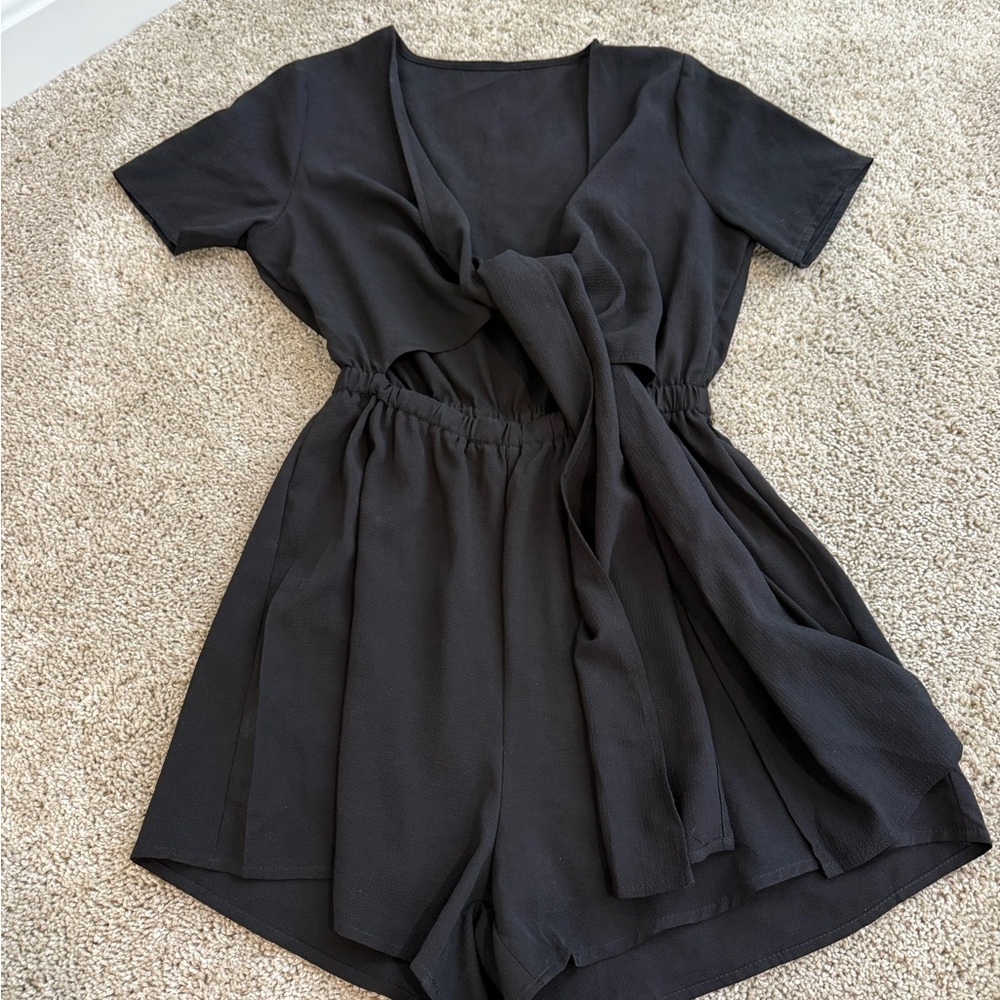 Black Short Sleeve Romper